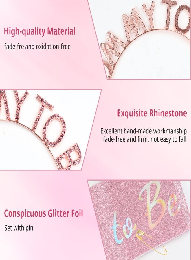 OYANIMO Mom to be Baby Shower Decorations, Mom to be Sash and Tiara Set Mother to be Crown Mom to be Pin Maternity Gift for Her, for Gender Reveal and Baby Girl Showers, Pink (Pink) - Image 2